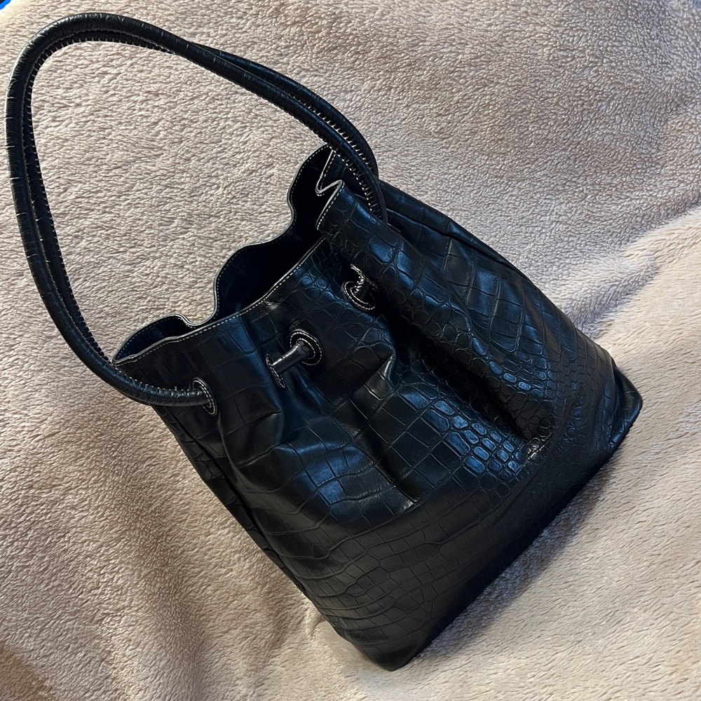 DONALD J. PLINER Crocodile Embossed Leather Bag - Picture 3 of 16